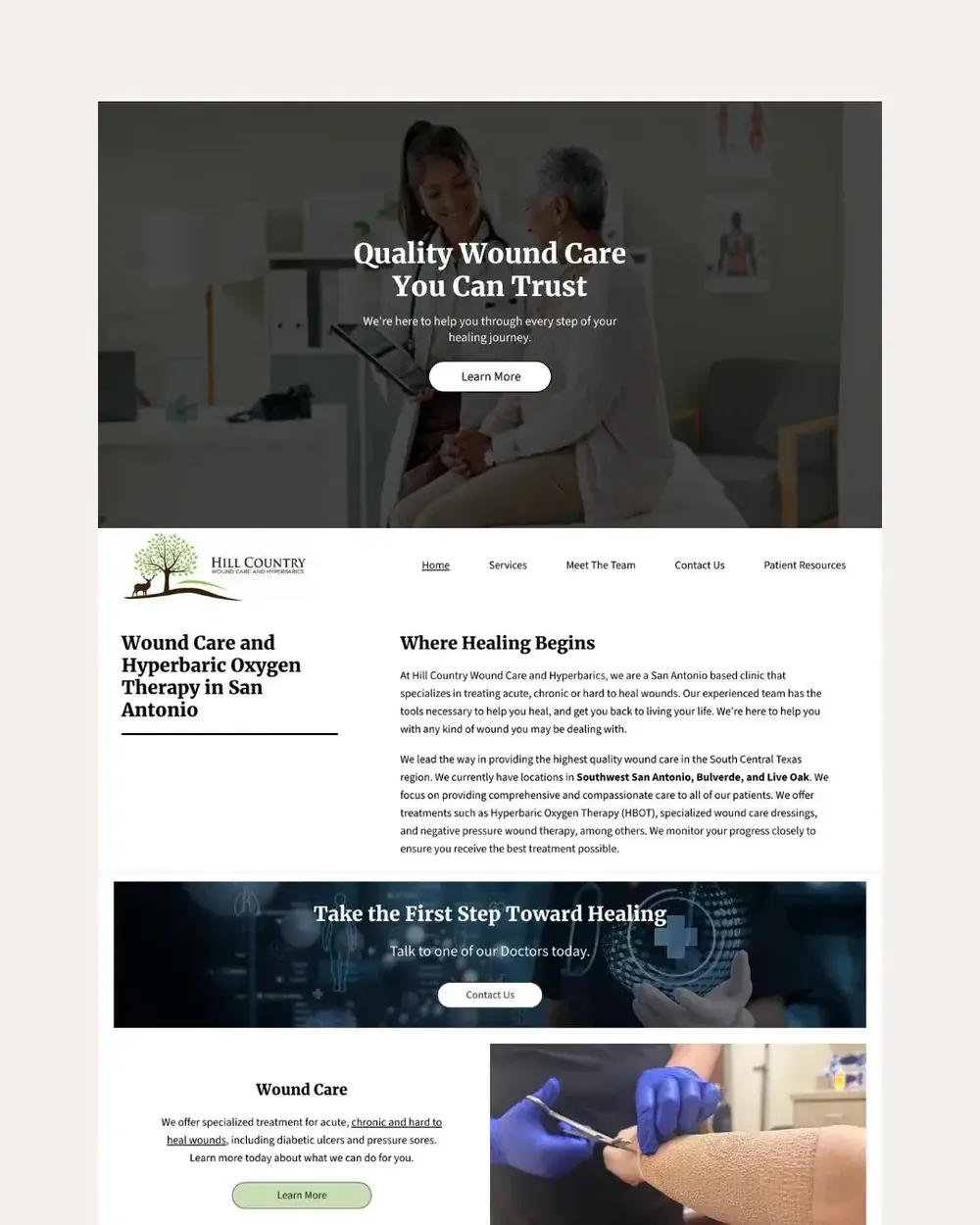 Hill Country Wound Care — a real medical practice site we built