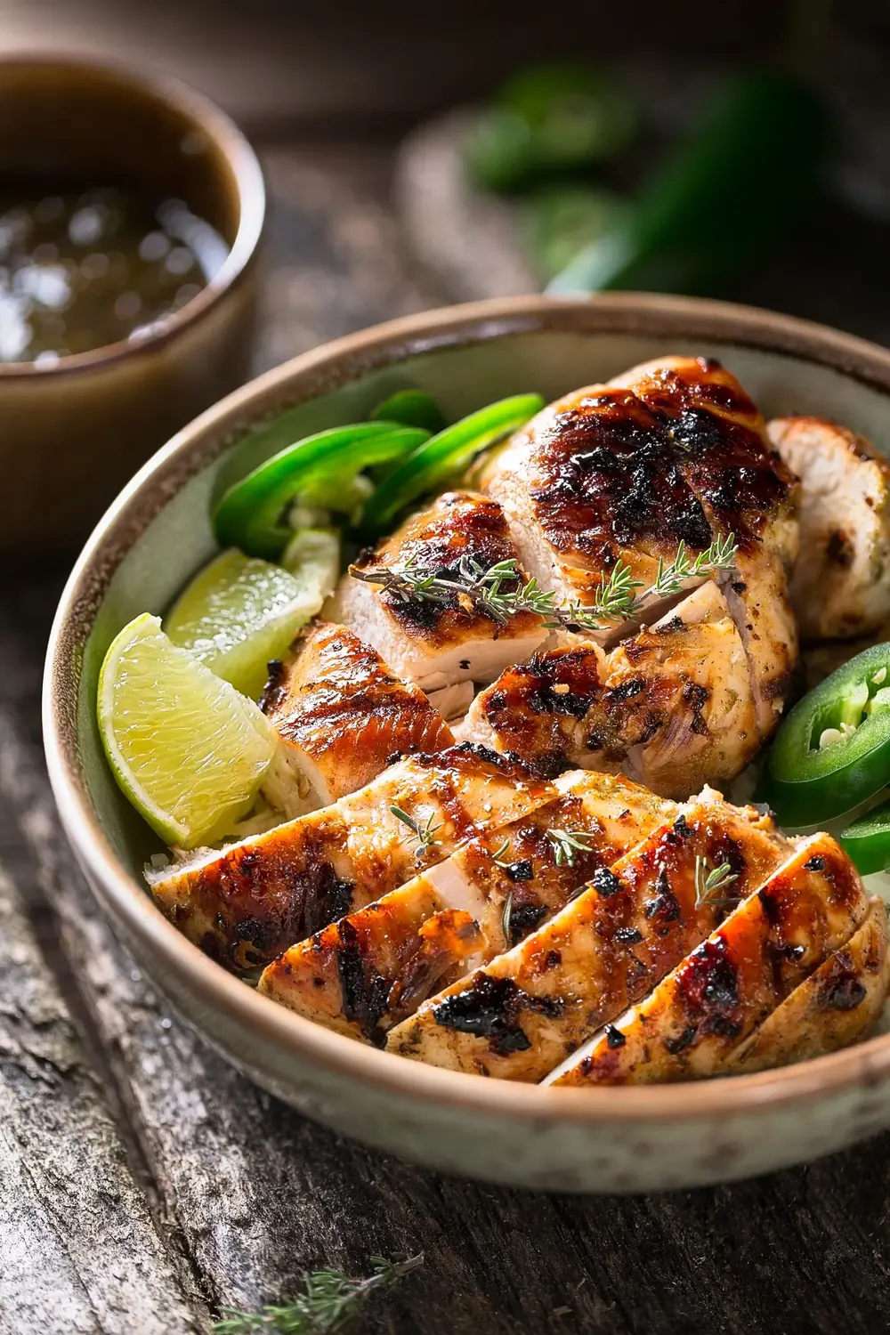 Beautifully plated dish of grilled chicken