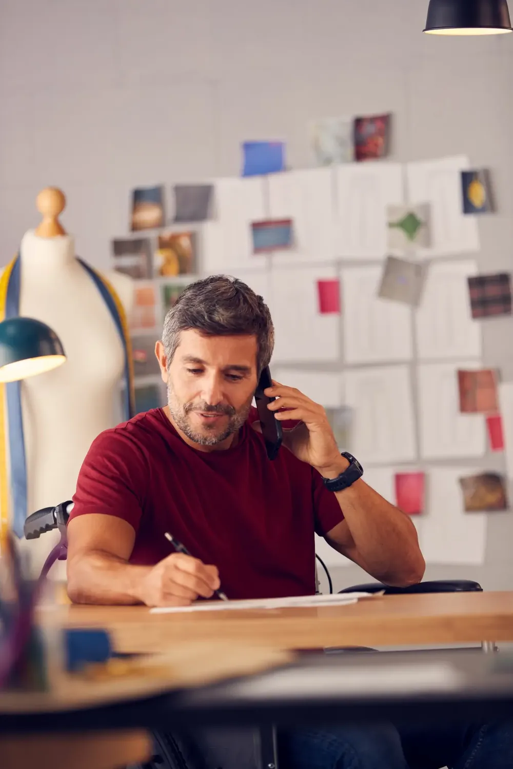 Man making a phone call for his local business